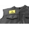 Gadsden Flag Don't Tread On Me Patch - 3x2 inch. Embroidered Iron on Patch shown on leather vest