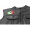 Mexico Flag Patch - 3x2 inch. Embroidered Iron on Patch shown on leather vest