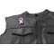 Small Pink Ribbon Breast Cancer Awareness Patch - 1.25x3 inch. Embroidered Iron on Patch shown on leather vest