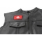 Swiss Flag Patch Swiss Flag Patch - 3x2 inch. Embroidered Iron on Patch shown on leather vest