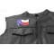 Texas Waving Flag White Border Patch - 3x2 inch. Embroidered Iron on Patch shown on leather vest