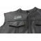 US Flag Patch Black and Gray 2.5 Inch - 2.5x1.4 inch. Embroidered Iron on Patch shown on leather vest