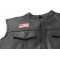 US Flag Patch Black Border 2.5 Inch US Flag Patch Black Border 2.5 Inch - 2.5x1.4 inch. Embroidered Iron on Patch shown on leather vest
