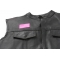US Flag Patch Pink US Flag Patch Pink 2.5 Inch - 2.5x1.4 inch. Embroidered Iron on Patch shown on leather vest