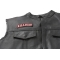 Dilligaf Patch, Biker Saying Patches shown on leather vest