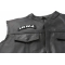 Iowa Patch - 4x1.75 inch. Embroidered Iron on Patch shown on leather vest