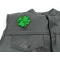 Lucky Irish Shamrock Patch | Embroidered Patches Lucky Irish Shamrock Patch, Iron on Patches shown on leather vest