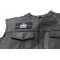 Thin Blue Line New York State Flag Patch - 4x2 inch. Embroidered Iron on Patch shown on leather vest