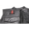 Red Line Patch - Iron on Patch - 2.5x2.5 inch shown on leather vest