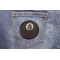 8 Ball Patch 8 Ball Novelty Iron on Patch shown on jeans