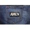 Amen Patch Amen Christian Patch shown on jeans