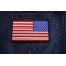 American REVERSED Flag Patch with Black Borders shown on jeans