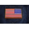 American REVERSED Flag Patch with Yellow Borders shown on jeans