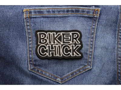 Biker Chick Black White Patch | Embroidered Patches