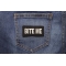 Bite Me Patch shown on jeans