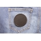 Black 3 Inch Round Blank Patch shown on jeans