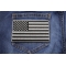 Black and Gray American Flag Patch Black and Gray American Flag Patch shown on jeans