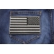 Black and Gray American REVERSED Flag Patch shown on jeans