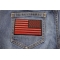 Black And Red Reversed American Flag Patch 4 Inch | US Military Veteran Patches Black and Red Reversed American Flag Patch 4 Inch shown on jeans