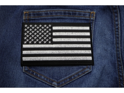 Black and White American Flag Patch with Black Borders