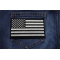 Black and White American Flag Patch with Black Borders Black and White American Flag Patch with Black Borders shown on jeans