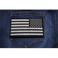 Black and White American Flag REVERSED Patch with Black Borders