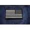 Black and White American Flag REVERSED Patch with Black Borders shown on jeans