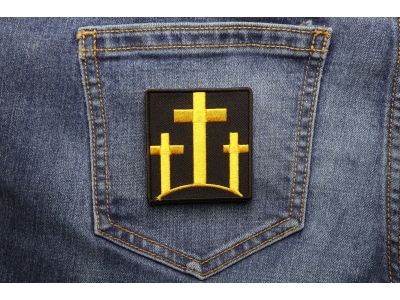 Black And Yellow Three Crosses Patch | Embroidered Patches