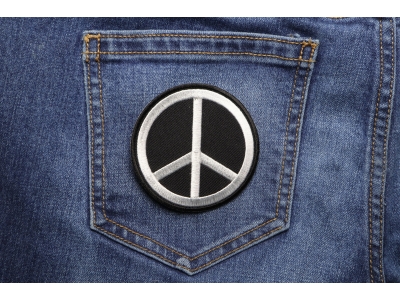 Black White Peace Sign Patch | Embroidered Patches