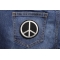 Black White Peace Sign Patch | Embroidered Patches Black White Peace Sign Novelty Iron on Patch shown on jeans