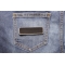 Blank Name Tag Patch Gray Border | Embroidered Patches Blank Name Tag Patch Gray Border shown on jeans