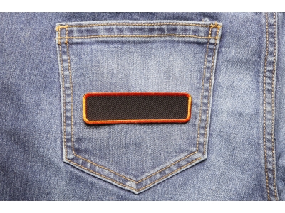 Blank Name Tag Patch Orange Border | Embroidered Patches