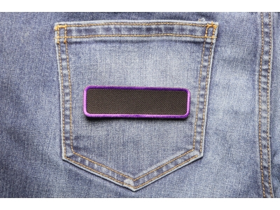 Blank Name Tag Patch Purple Border | Embroidered Patches