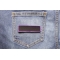 Blank Name Tag Patch Purple Border shown on jeans