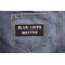 Blue Lives Matter Patch with Blue Line shown on jeans