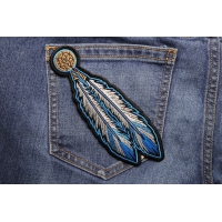 Blue White Feathers Patch | Embroidered Patches Blue White Feathers Patch | Embroidered Patches