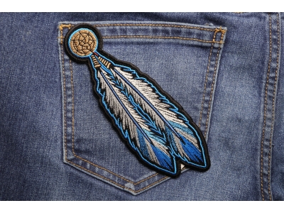 Blue White Feathers Patch | Embroidered Patches