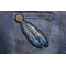 Blue White Feathers Patch shown on jeans