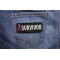 Breast Cancer Survivor Pink Ribbon Patch | Embroidered Patches Breast Cancer Survivor Pink Ribbon Patch shown on jeans