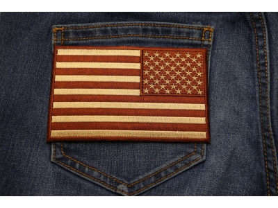 Brown Subdued American REVERSED Flag Patch