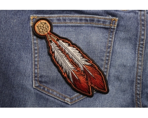 Brown White Feathers Patch | Embroidered Patches Brown White Feathers Patch | Embroidered Patches