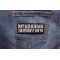 Don't Hate Me Because I Sin Differently Than You Iron on Morale Patch shown on jeans