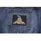 Don't Tread On Me Black White Patch | US Military Veteran Patches Don't Tread On Me Black White Patch shown on jeans