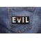Evil Patch With Devil Horns | Embroidered Patches Evil Patch With Devil Horns shown on jeans