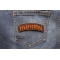 Firefighter Rocker Small Patch | Embroidered Patches Firefighter Rocker Small Patch shown on jeans