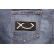 Fish Sign Patch | Embroidered Patches Christian Symbol Fish Sign Patch shown on jeans