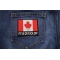 Canadian Flag Patch Fit in or Fuck Off shown on jeans