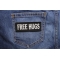 Free Hugs Patch | Embroidered Patches Free Hugs Naughty Iron on Patch shown on jeans