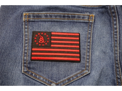 Gadsden American Flag Red Black Patch | Embroidered Patches