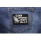 God Answers Knee Mails Patch | Embroidered Patches God Answers Knee Mails Patch shown on jeans